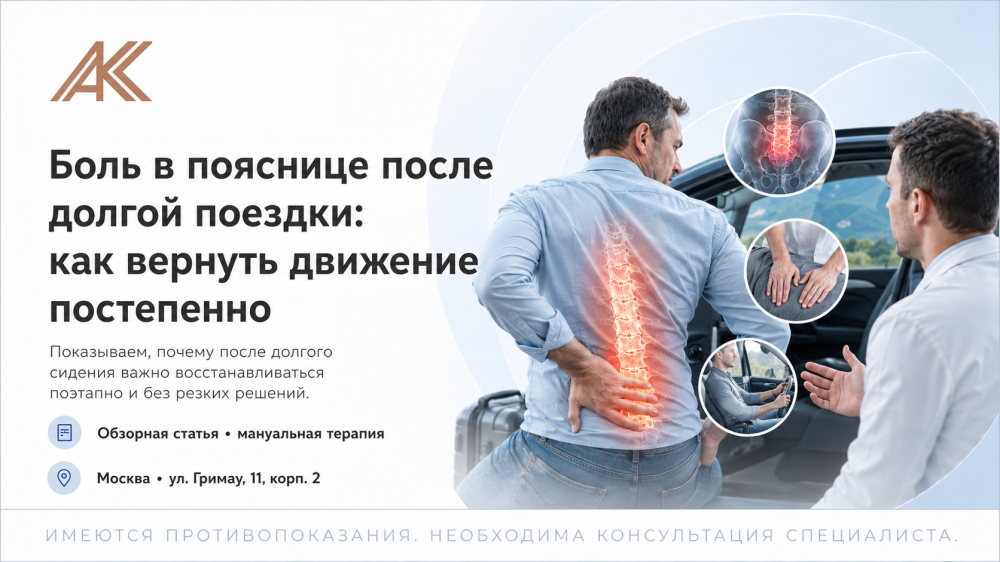 Боль в пояснице после долгой поездки: как вернуть движение постепенно