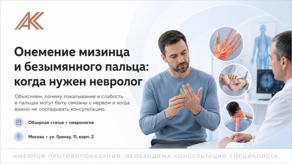 Онемение мизинца и безымянного пальца: когда нужен невролог