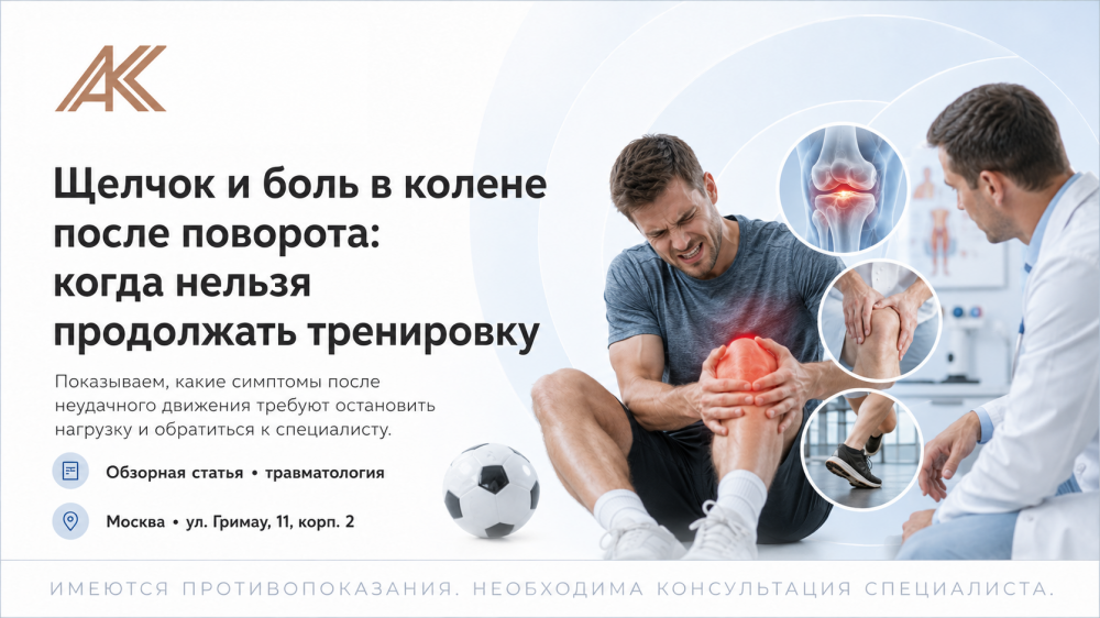 Щелчок и боль в колене после поворота: когда нельзя продолжать тренировку