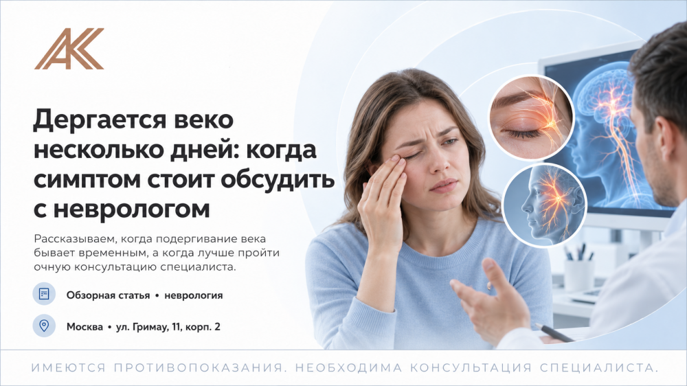 Дергается веко несколько дней: когда симптом стоит обсудить с неврологом