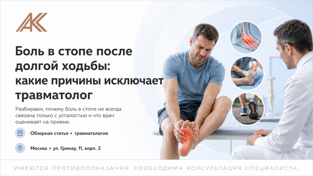 Боль в стопе после долгой ходьбы: какие причины исключает травматолог